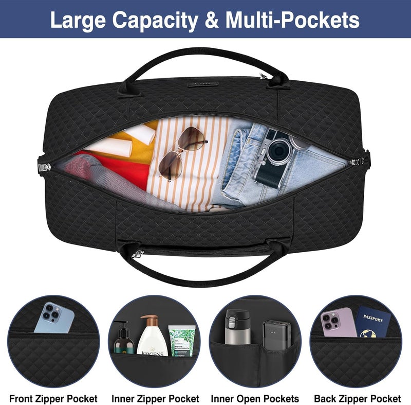 ITIEZY Weekender Bag for Women, Travel Duffel Bag Carry On Overnight Bag with Shoe Compartment Large Nylon Travel Weekend Tote Bag - Image 4